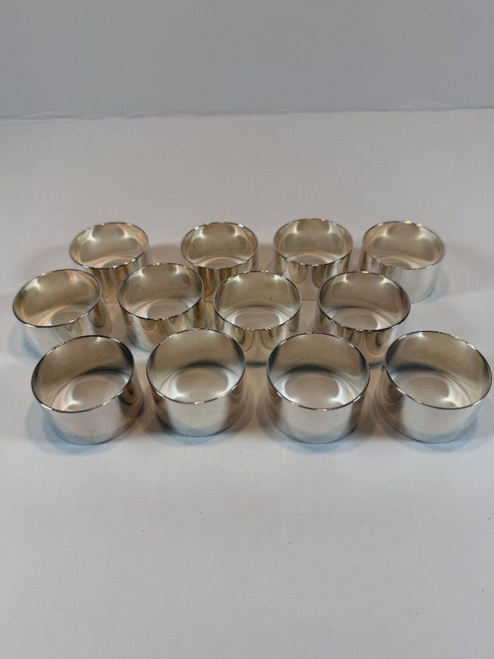 Vintage Dansk Silverplate Napkin Rings Set of 12 Modern Style 02130 Original Box